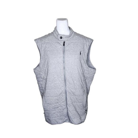 Polo Ralph Lauren Quilted Vest Full Zip Pockets Pony Logo Mens Size XL Gray - Picture 1 of 11
